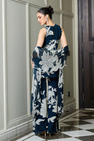 Blue Floral Print Straight Kurta and Pants Set - MARKET