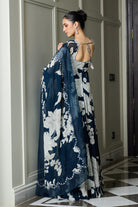 Blue Floral Print Anarkali - MARKET
