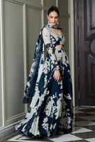Blue Floral Print Anarkali - MARKET