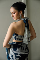 Blue Floral Print Saree - MARKET