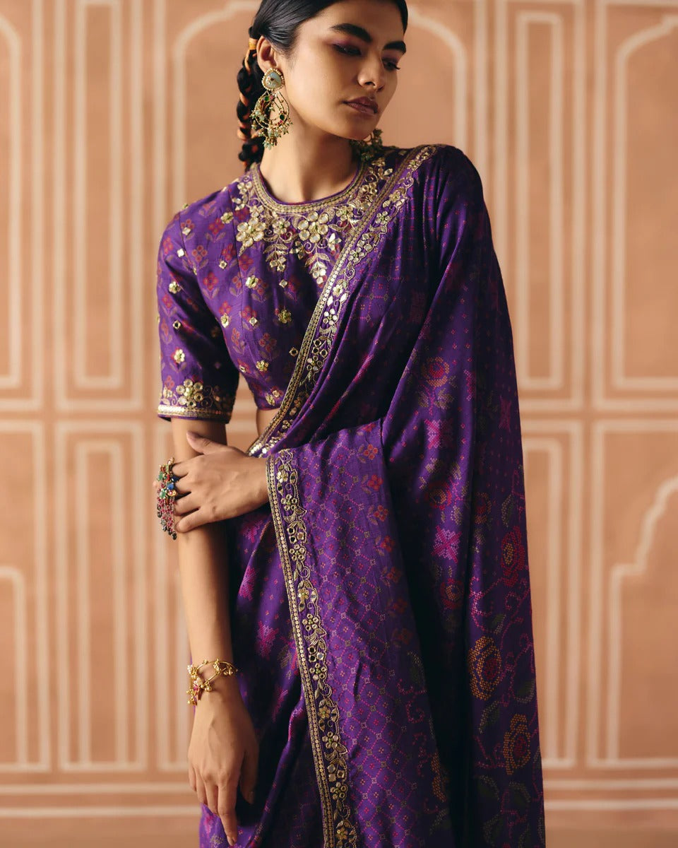 Imperial Violet Saree - MARKET