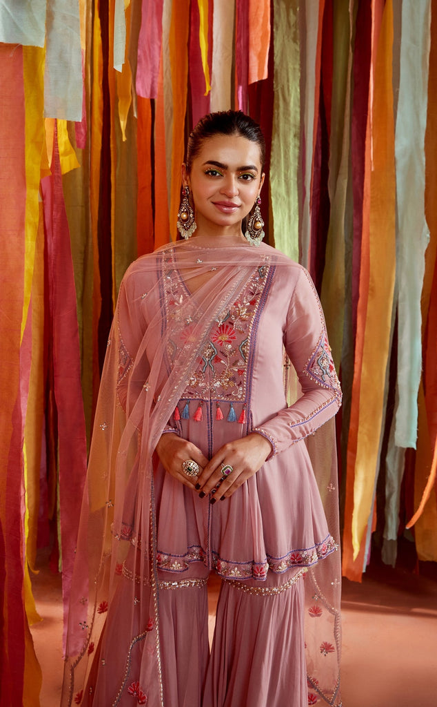 Mauve Kurta and Sharara Set - MARKET